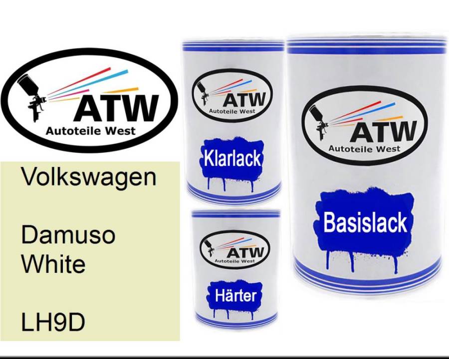 Volkswagen, Damuso White, LH9D: 500ml Lackdose + 500ml Klarlack + 250ml Härter - Set, von ATW Autoteile West.